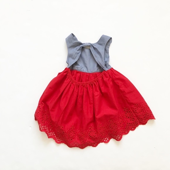 Babygap chambray/eyelet peep back dress EUC 12-18m - Picture 3 of 3